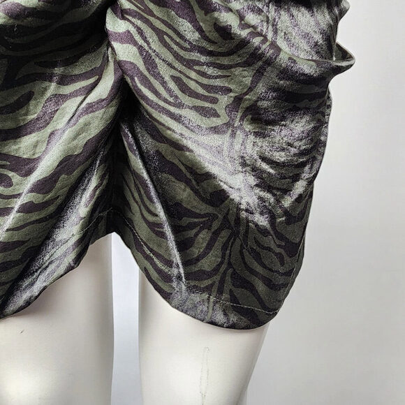Soaked In Luxury Green Animal Print Ruched Mini Dress Size M - Picture 5 of 11
